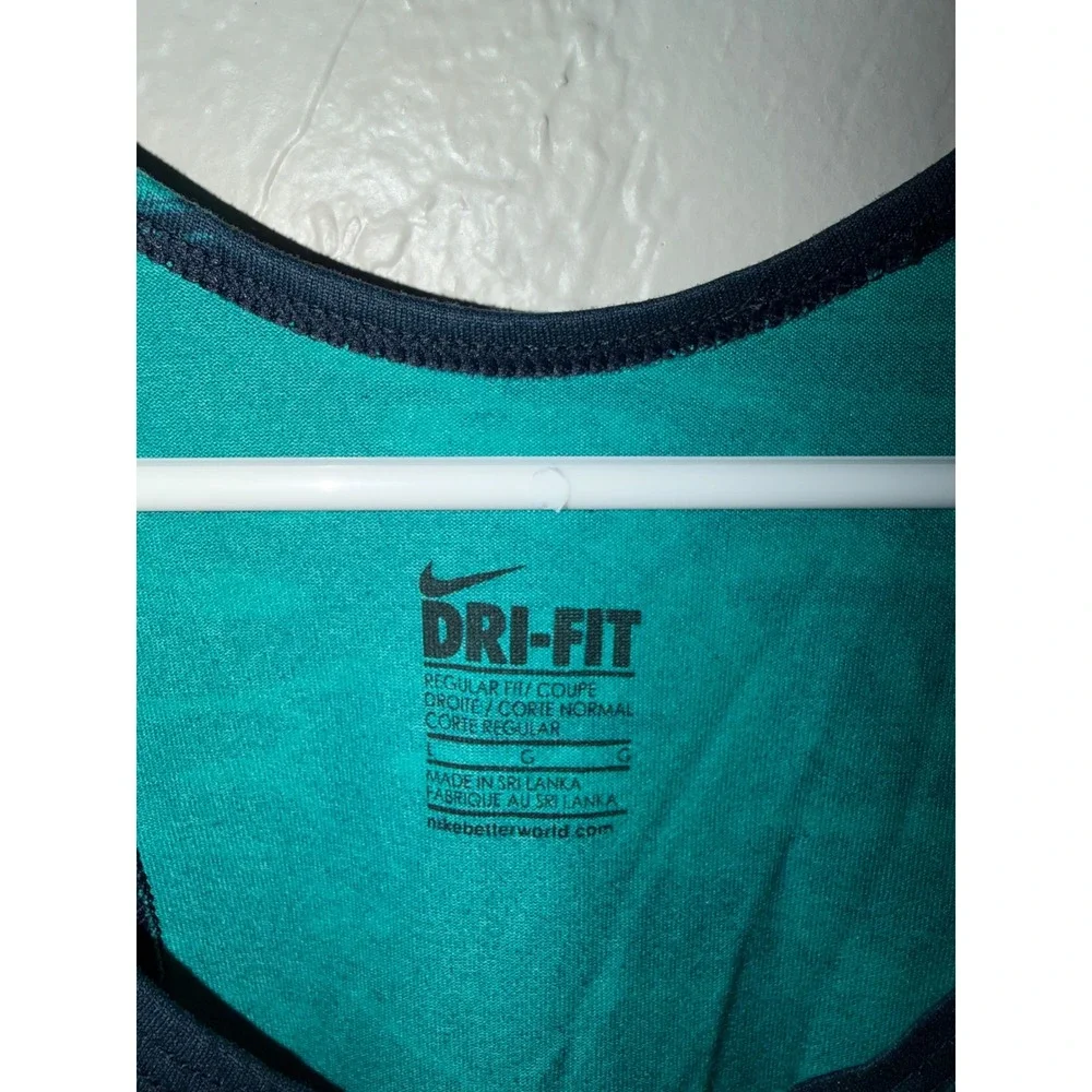 Nike Dri-FIT Womens Teal Navy Marble Print Racerback Athletic Tank Top Large
